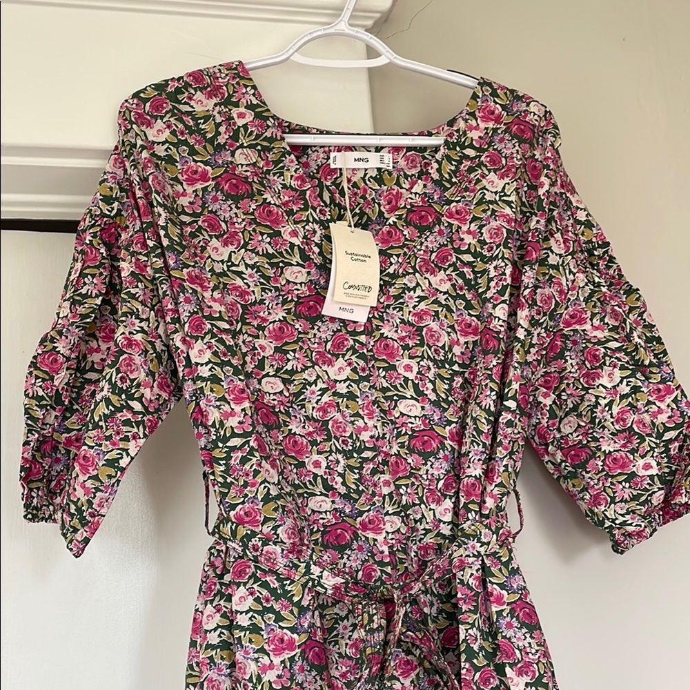 NWT Mango Large/Size 8 Sustainable Cotton Floral Maxi Dress